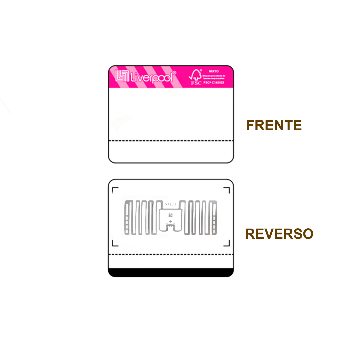 20 Millares de Etiqueta RFID TTR adherible blanca con impresión rosa, 45mm x 35 mm con inlay, Miniweb M730 de Avery Dennison, Clase 1 Gen 2, UHF 860-960 Mhz, EPC 128 Bit
