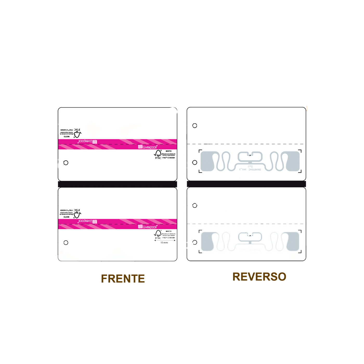 20 Millares de Etiqueta RFID Cartulina Adherible blanca con impresión rosa, 84mm x 52 mm con inlay, Belt M730 de Avery Dennison, Clase 1 Gen 2, UHF 860-960 Mhz, EPC 128 Bit
