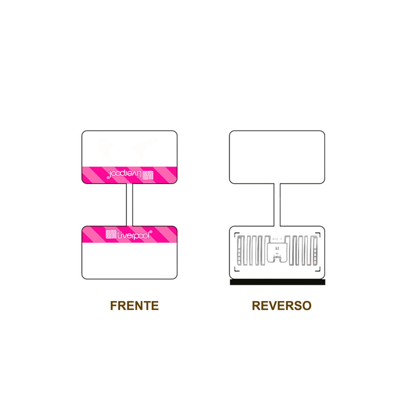 20 Millares de Etiqueta RFID  BOPP blanca con impresión rosa, 45mm x 70 mm con inlay Miniweb M730 de Avery Dennison, Clase 1 Gen 2, UHF 860-960 Mhz, EPC 128 Bit