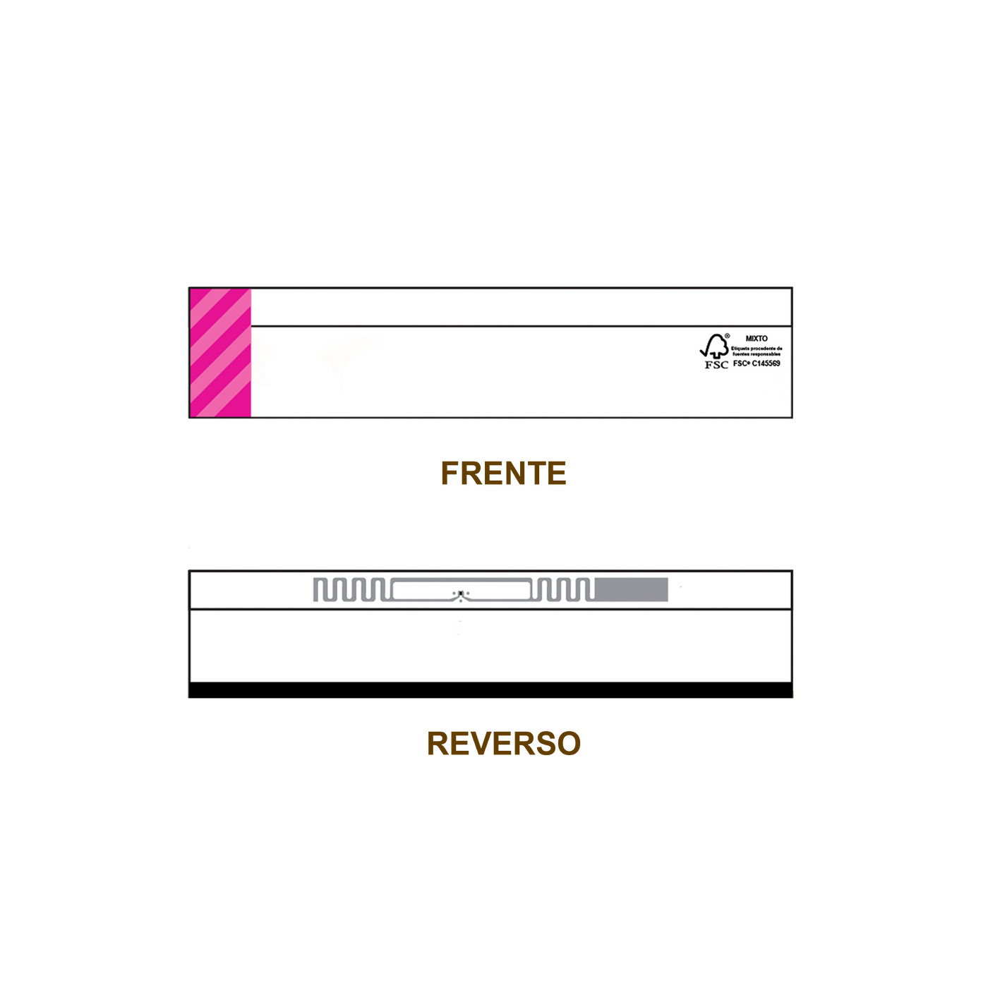 20 Millares de Etiqueta  RFID TTR adherible blanca con impresión rosa, 102mm x 22 mm con inlay, AD-161R6 de Avery Dennison, Clase 1 Gen 2, UHF 860-960 Mhz, EPC 128 Bit